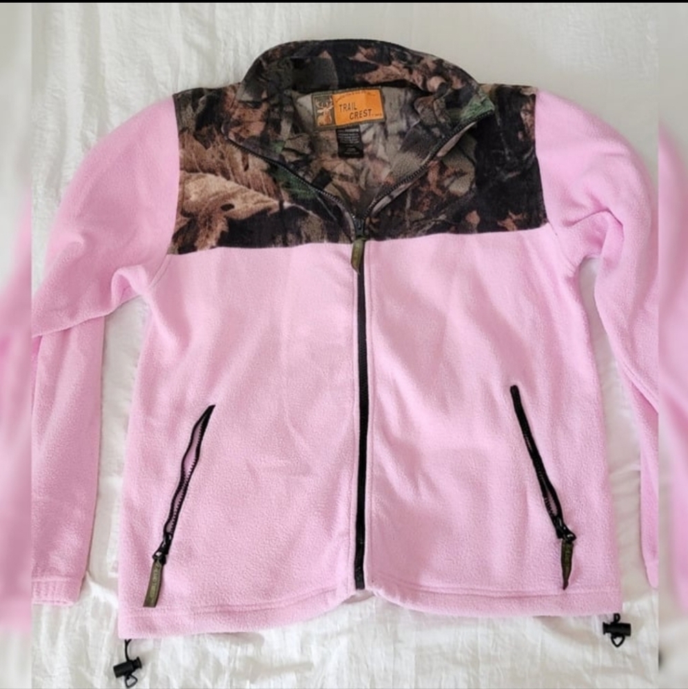 Trail Crest Zip-up Pink & Camo Fleece Sweater (M) NWOT